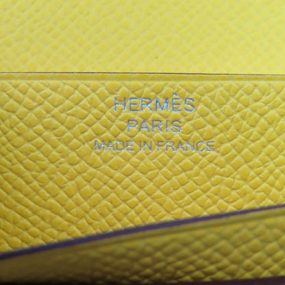 Hermes Bearn Soufflet Veau Epsom Jaune Naple Silver H Logo Bifold Wallet — view 8