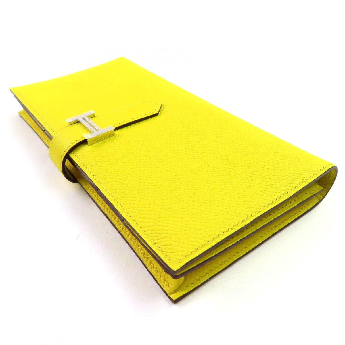 Hermes Bearn Soufflet Veau Epsom Jaune Naple Silver H Logo Bifold Wallet — view 4