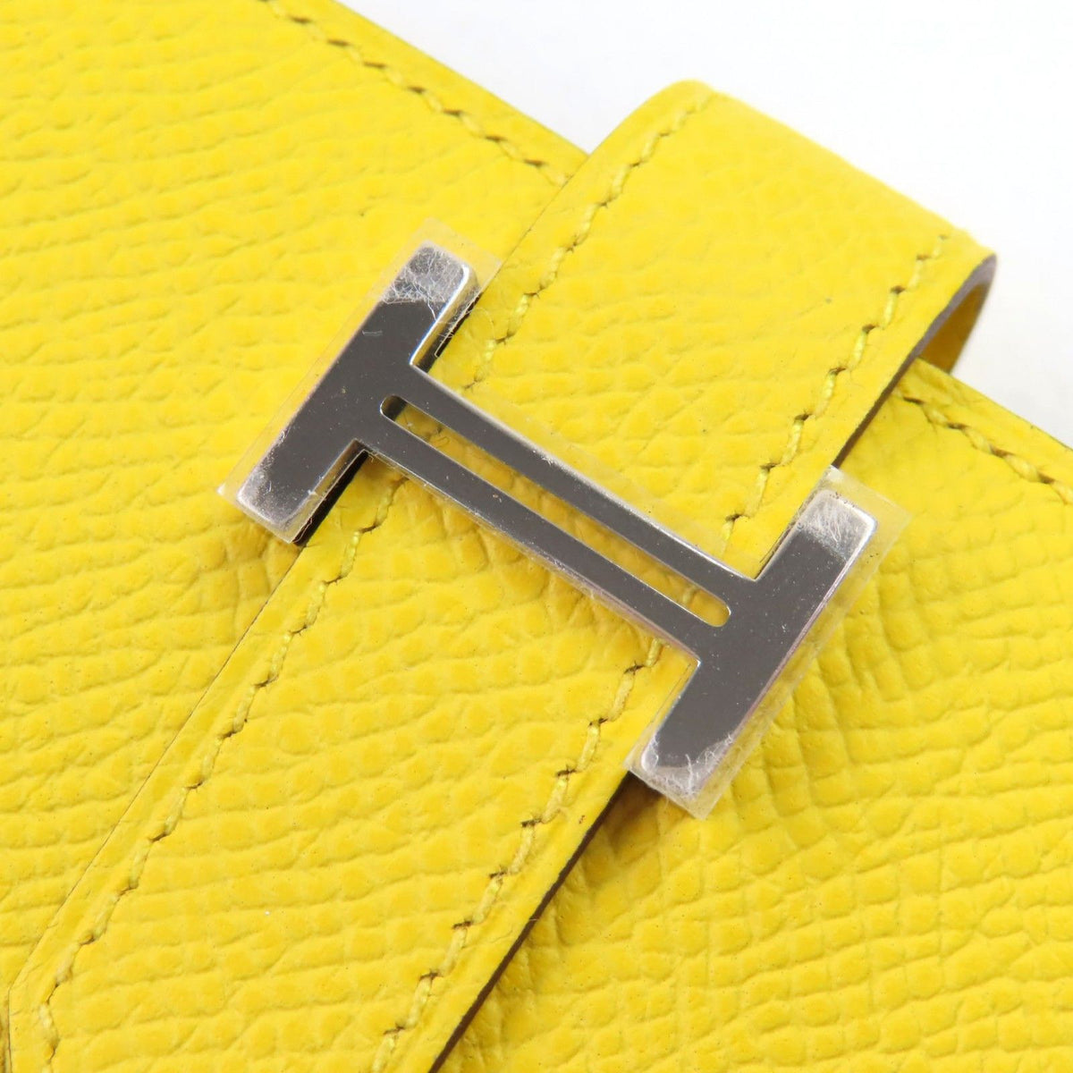 Hermes Bearn Soufflet Veau Epsom Jaune Naple Silver H Logo Bifold Wallet — view 5