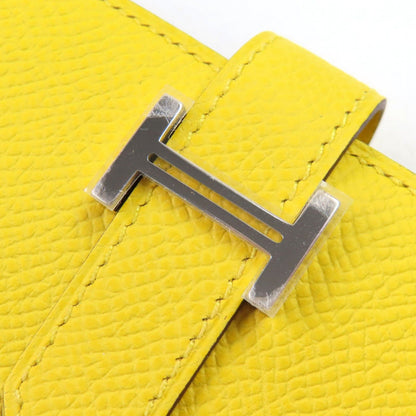 Hermes Bearn Soufflet Veau Epsom Jaune Naple Silver H Logo Bifold Wallet — view 5