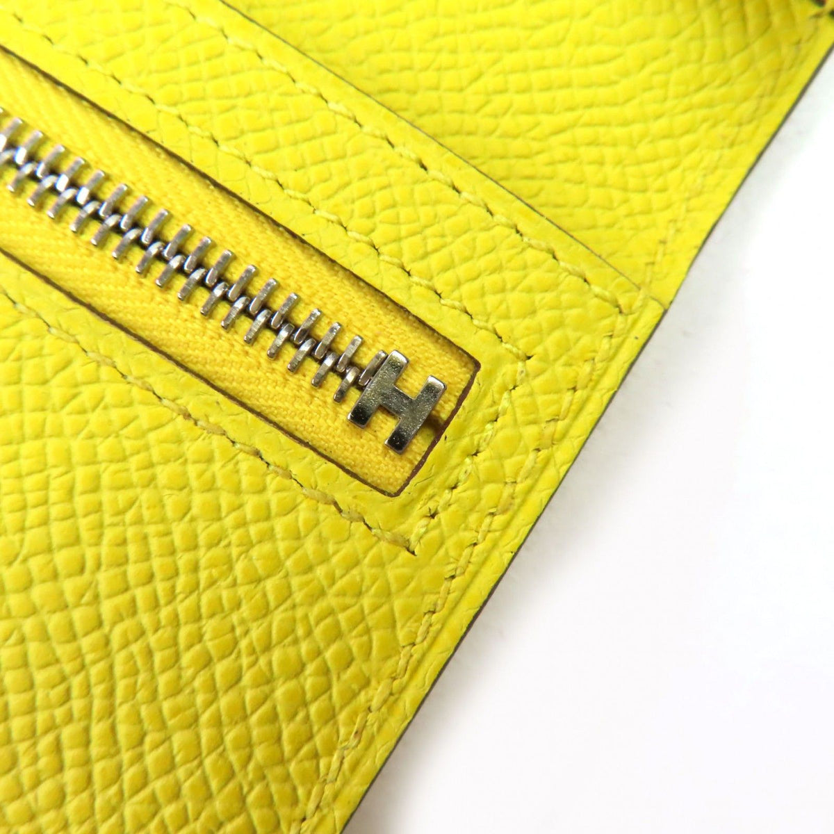 Hermes Bearn Soufflet Veau Epsom Jaune Naple Silver H Logo Bifold Wallet — view 6