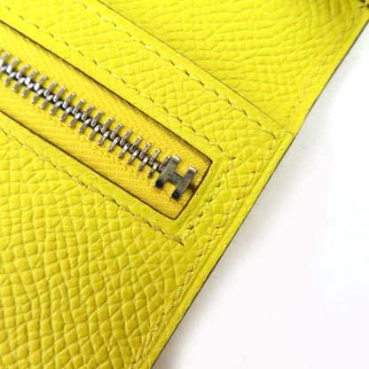 Hermes Bearn Soufflet Veau Epsom Jaune Naple Silver H Logo Bifold Wallet — view 6