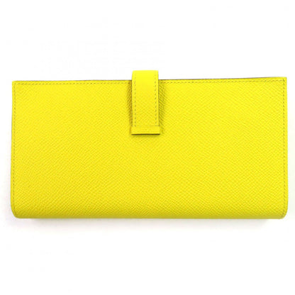 Hermes Bearn Soufflet Veau Epsom Jaune Naple Silver H Logo Bifold Wallet — view 3