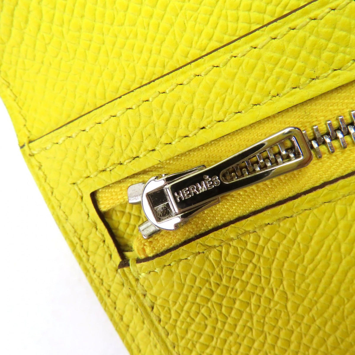 Hermes Bearn Soufflet Veau Epsom Jaune Naple Silver H Logo Bifold Wallet — view 7