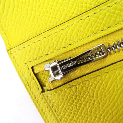 Hermes Bearn Soufflet Veau Epsom Jaune Naple Silver H Logo Bifold Wallet — view 7
