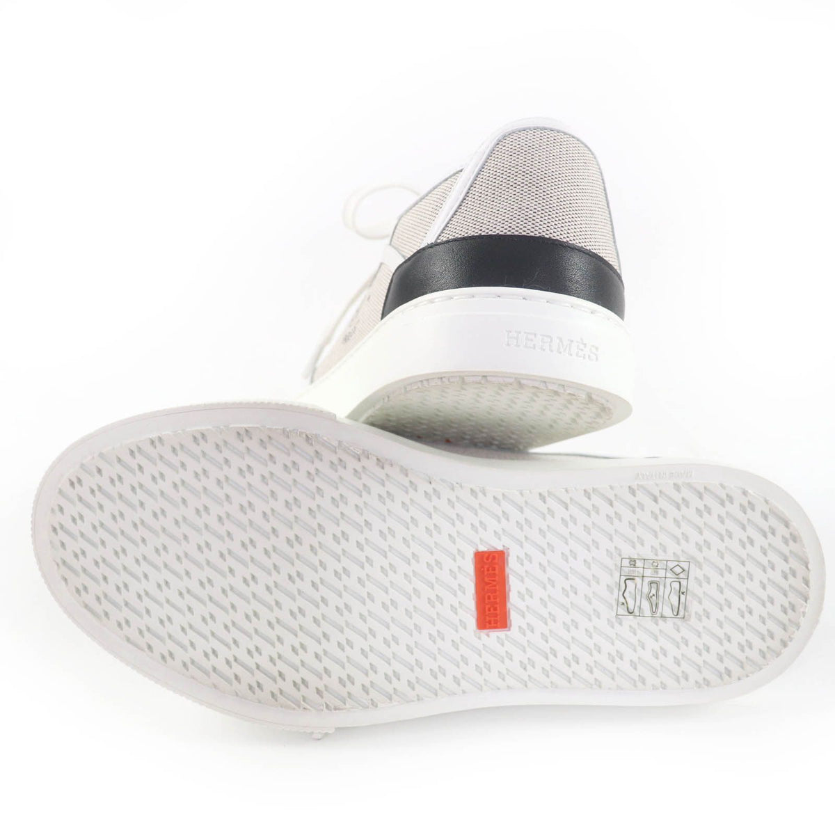 Hermes Get Fabric Leather Use Low-Top Sneakers White Gray — view 7