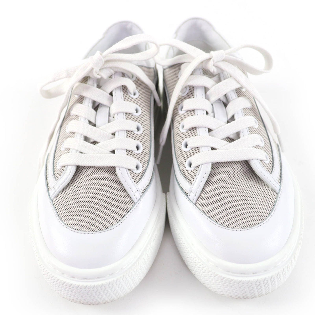 Hermes Get Fabric Leather Use Low-Top Sneakers White Gray — view 4