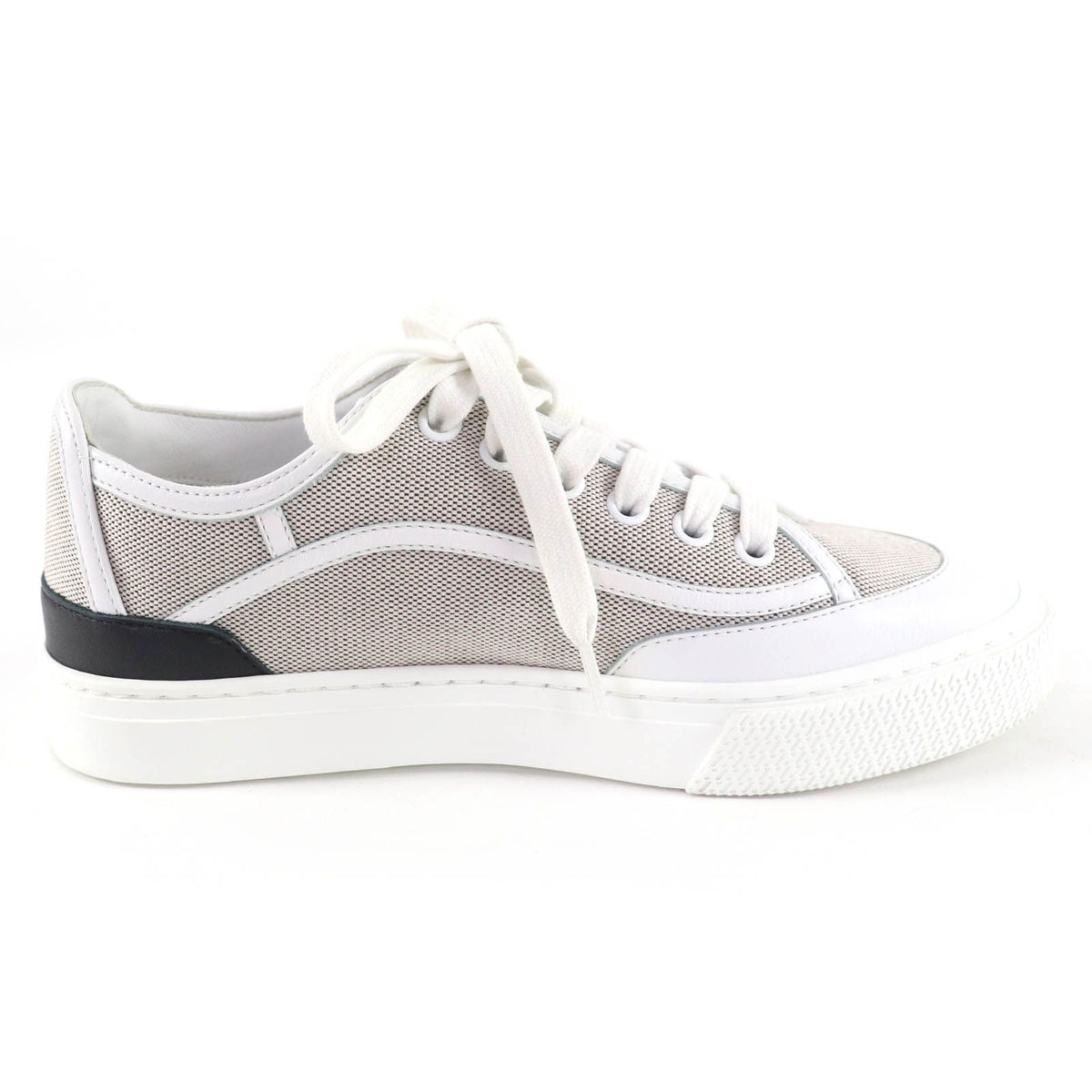 Hermes Get Fabric Leather Use Low-Top Sneakers White Gray — view 6