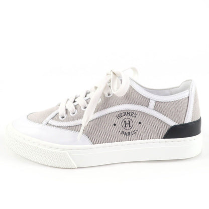 Hermes Get Fabric Leather Use Low-Top Sneakers White Gray — view 5