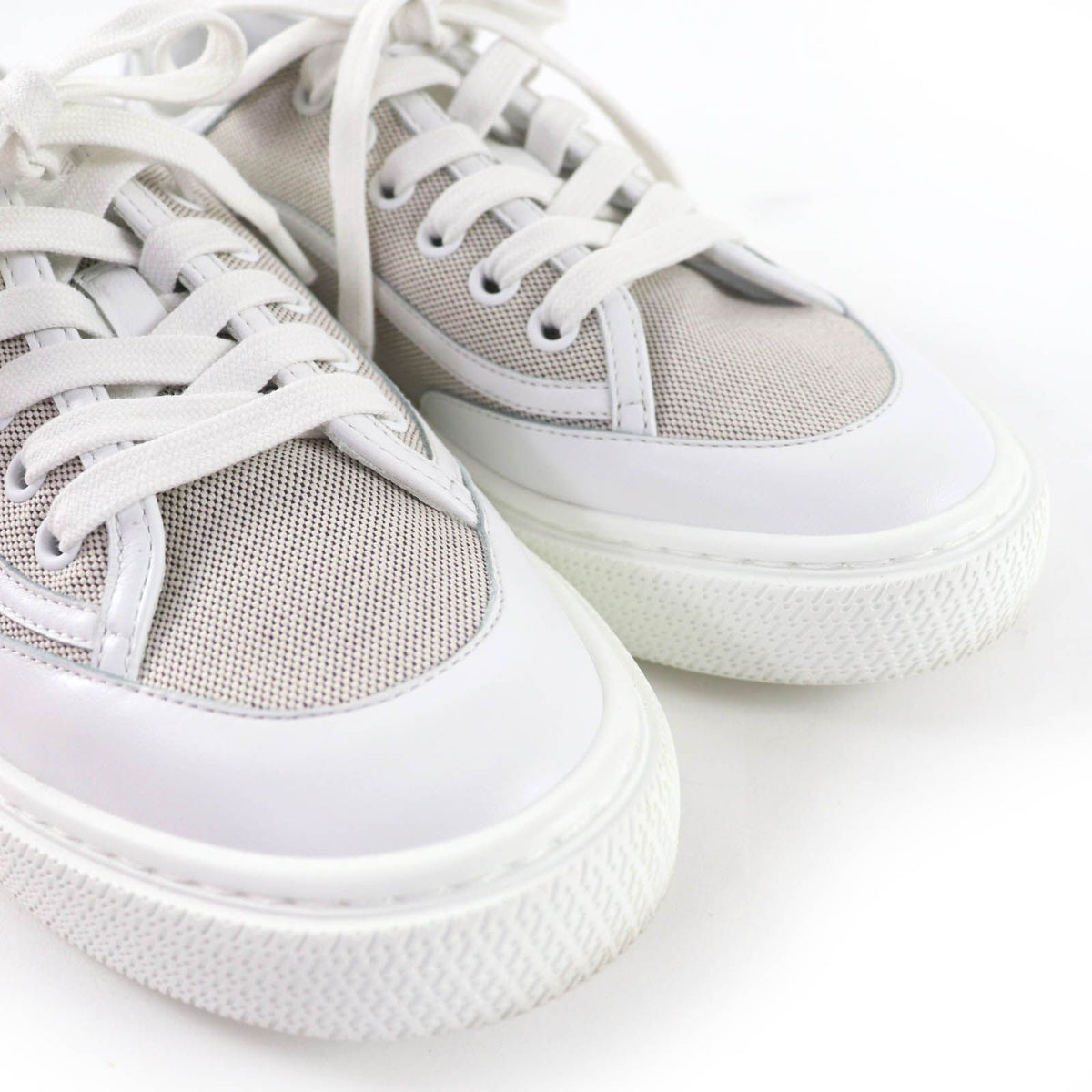 Hermes Get Fabric Leather Use Low-Top Sneakers White Gray — view 8