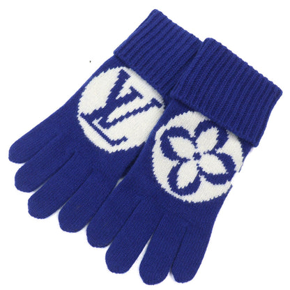 Louis Vuitton Glove Maille LV Medallion Wool 100% Knit Gloves Blue