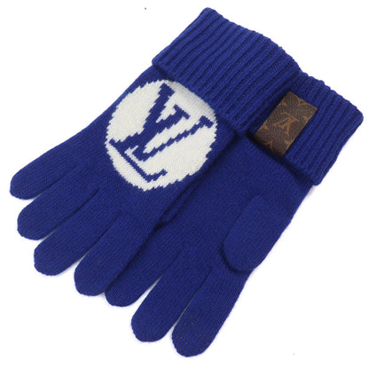Louis Vuitton Glove Maille LV Medallion Wool 100% Knit Gloves Blue — view 3