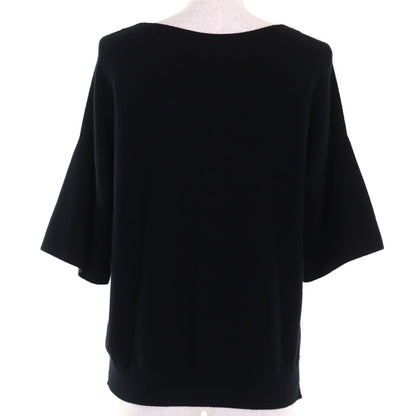 Hermes Cashmere Cotton H Logo Design Boat Neck Dropshoulder Short Sleeve Knit — view 3