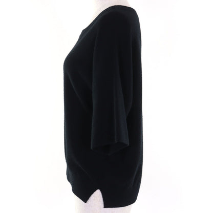 Hermes Cashmere Cotton H Logo Design Boat Neck Dropshoulder Short Sleeve Knit — view 2