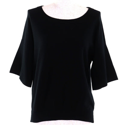 Hermes Cashmere Cotton H Logo Design Boat Neck Dropshoulder Short Sleeve Knit