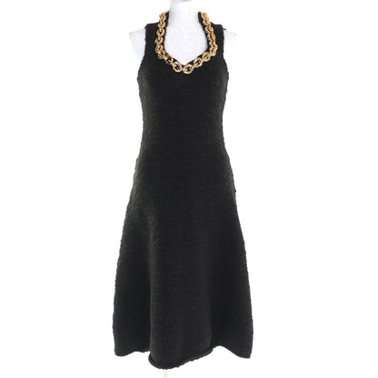 Bottega Veneta Gold Chain Knit Dress Dark Brown