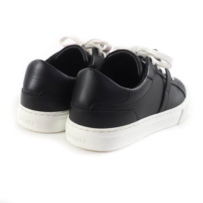 Hermes Day Silver Kelly Buckle Lace-up Leather Sneakers Black — view 3