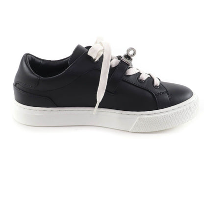 Hermes Day Silver Kelly Buckle Lace-up Leather Sneakers Black — view 6