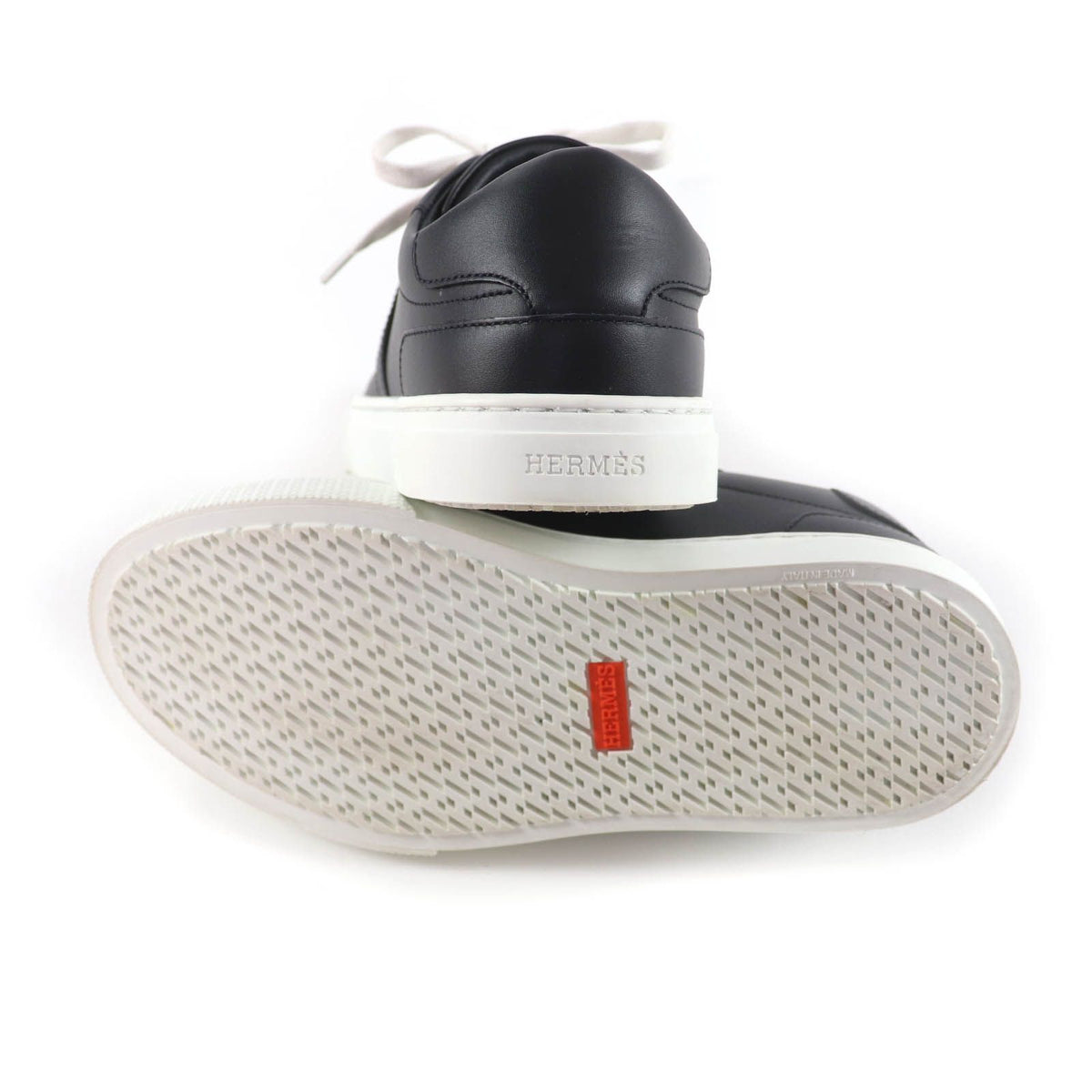 Hermes Day Silver Kelly Buckle Lace-up Leather Sneakers Black — view 7