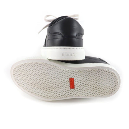 Hermes Day Silver Kelly Buckle Lace-up Leather Sneakers Black — view 7