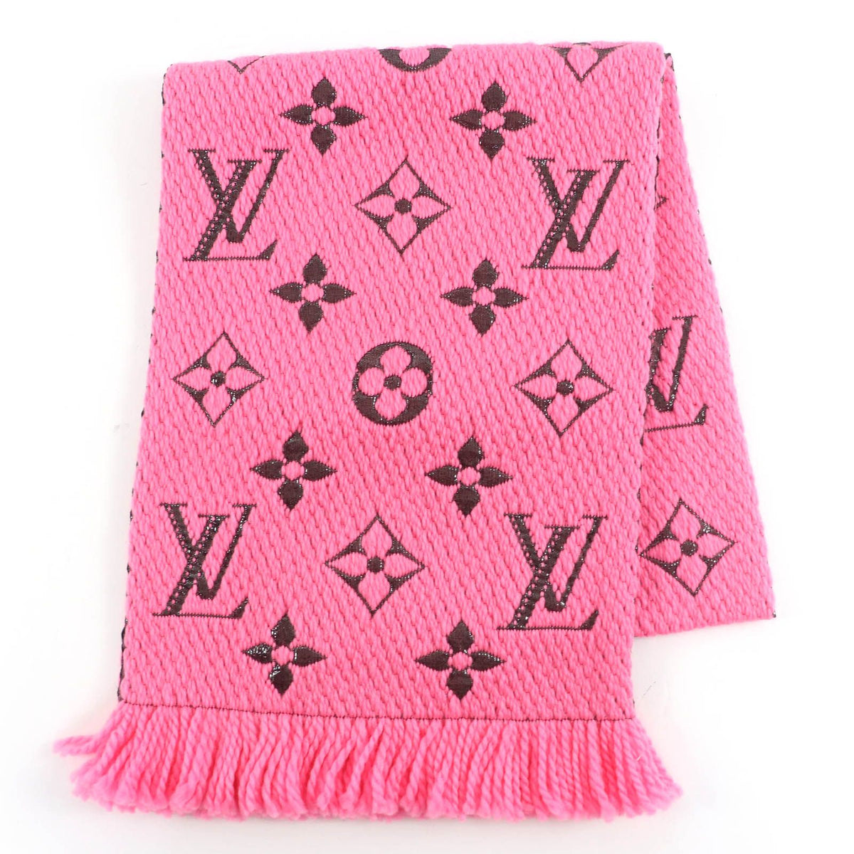 Louis Vuitton Logomania Scarf Shine Silk Blend Rose Pop