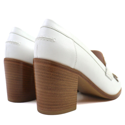 Hermes Constance Elysee 70 Silver Leather Pumps Chunky Heel White Beige — view 7