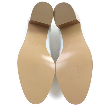 Hermes Constance Elysee 70 Silver Leather Pumps Chunky Heel White Beige — view 8