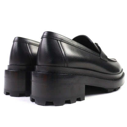 Hermes Moccasins Louvre H Logo Leather Loafers Black — view 7