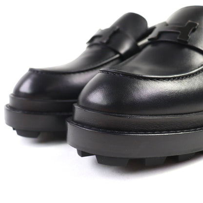 Hermes Moccasins Louvre H Logo Leather Loafers Black — view 5