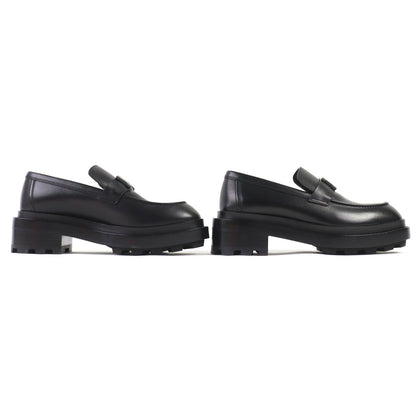 Hermes Moccasins Louvre H Logo Leather Loafers Black — view 4