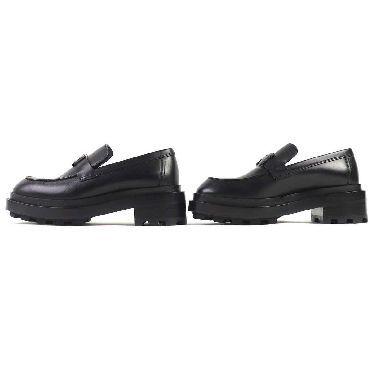 Hermes Moccasins Louvre H Logo Leather Loafers Black — view 3