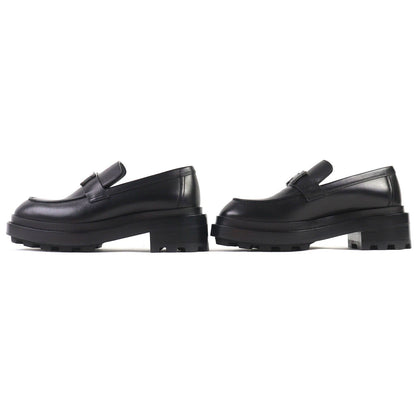 Hermes Moccasins Louvre H Logo Leather Loafers Black — view 3