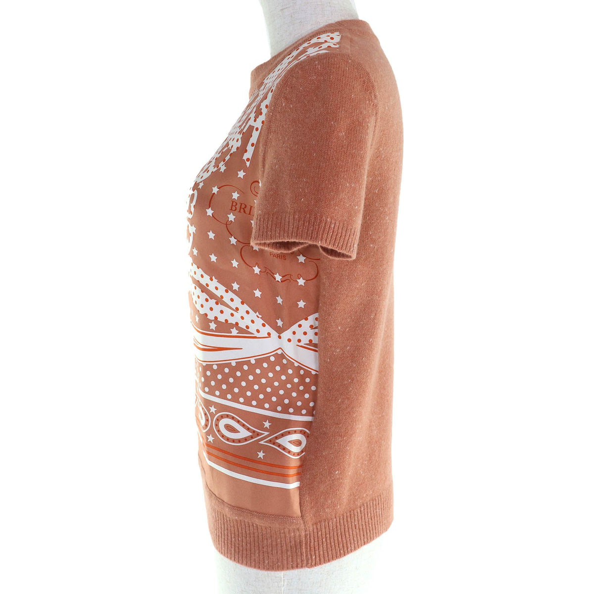 Hermes Brides de Gala Silk Cashmere Mix Rose Aube Twillaine Short Sleeve Knit — view 2