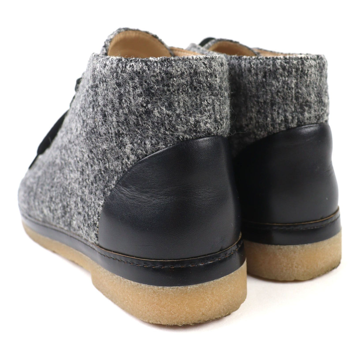 Chanel CC Logo Leather Switch Tweed Lace-up Sneakers Black Gray — view 5