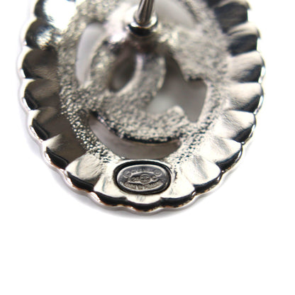 Chanel CC Logo Rhinestone Decorative Earrings White — view 6