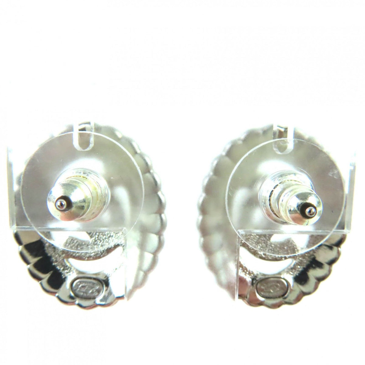 Chanel CC Logo Rhinestone Decorative Earrings White — view 4