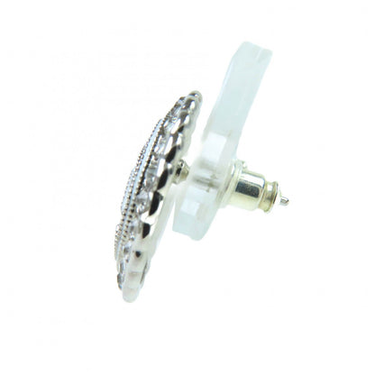 Chanel CC Logo Rhinestone Decorative Earrings White — view 3