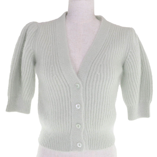 Celine Mohair Silk Short Sleeve Knit Cardigan Green XS