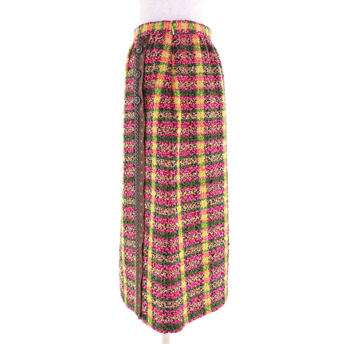 Gucci Some Silk 100% Lion Button All Over Print Wool Long Skirt Multicolor 36 — view 2