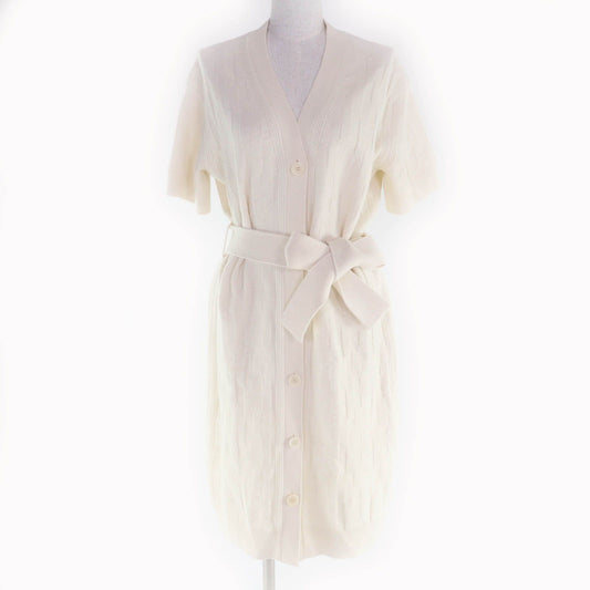 Hermes Wool 100% Belted H Motif Short Sleeve Knit Dress 38