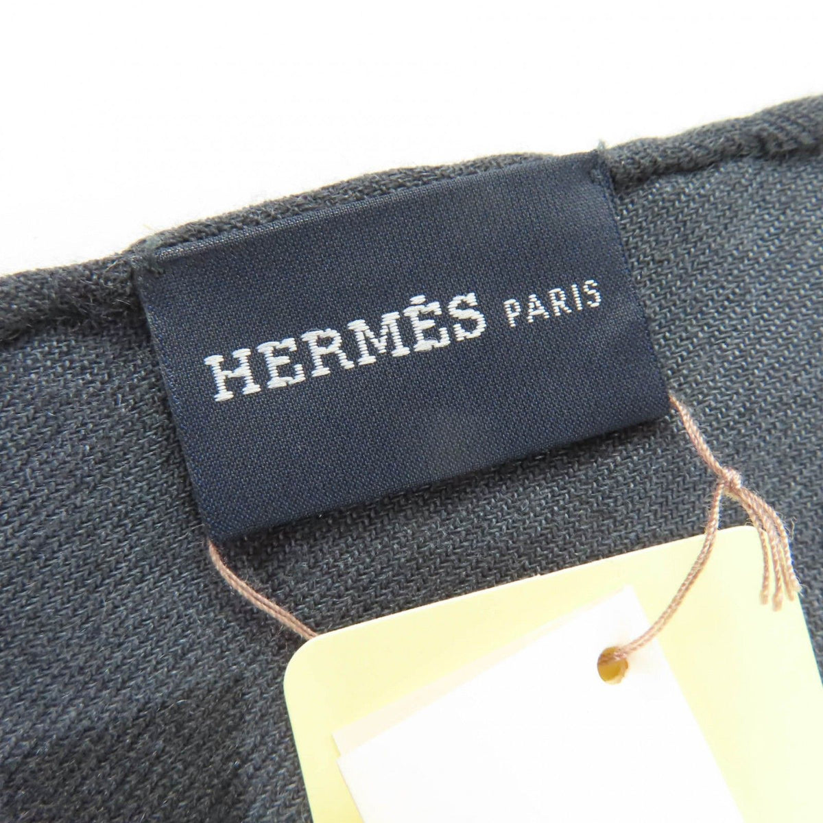 Hermes Cashmere Silk Dot Design Large Shawl with Fringe Gray Scarf — view 8