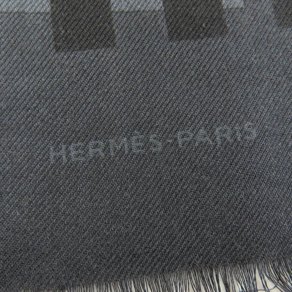 Hermes Cashmere Silk Dot Design Large Shawl with Fringe Gray Scarf — view 6