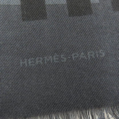 Hermes Cashmere Silk Dot Design Large Shawl with Fringe Gray Scarf — view 6