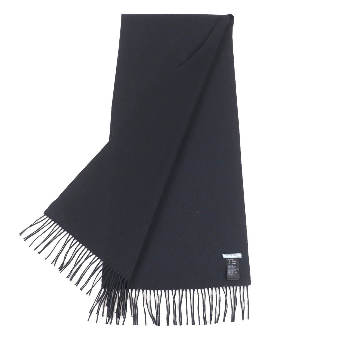Prada Silk Cashmere Mixed Fringe Scarf Black — view 3