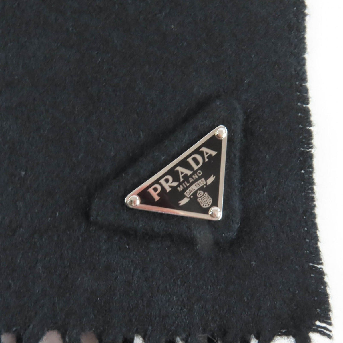 Prada Silk Cashmere Mixed Fringe Scarf Black — view 6