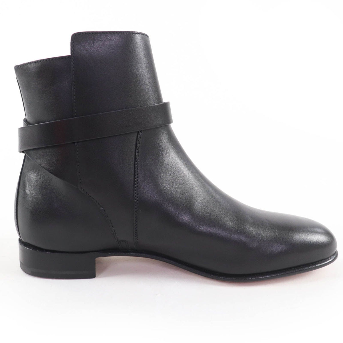 Hermes Neo Silver Kelly Buckle Leather Short Boots Black — view 6