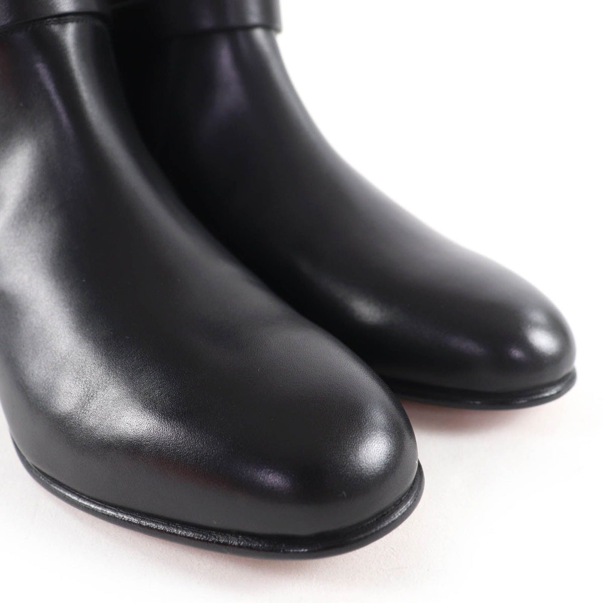 Hermes Neo Silver Kelly Buckle Leather Short Boots Black — view 8