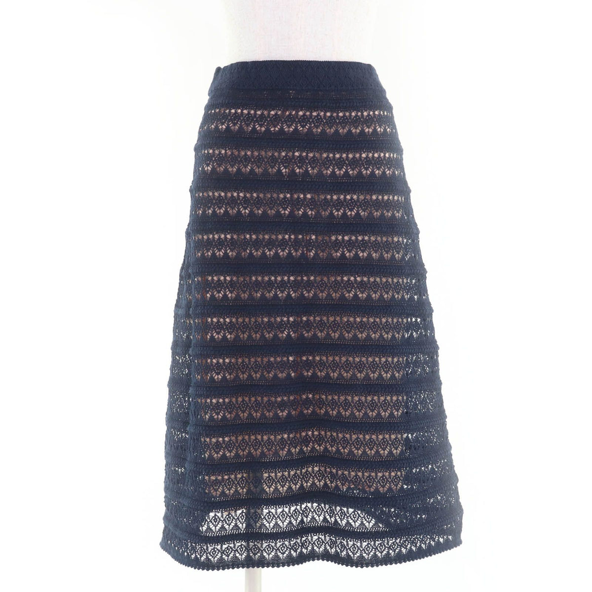 Gucci Cotton Petticoat with Knee-Length Full Lace Skirt Dark Navy