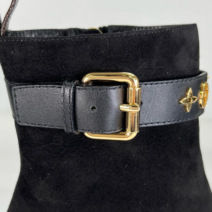 Louis Vuitton Silhouette Line Suede Leather Ankle Boots Black Gold — view 8
