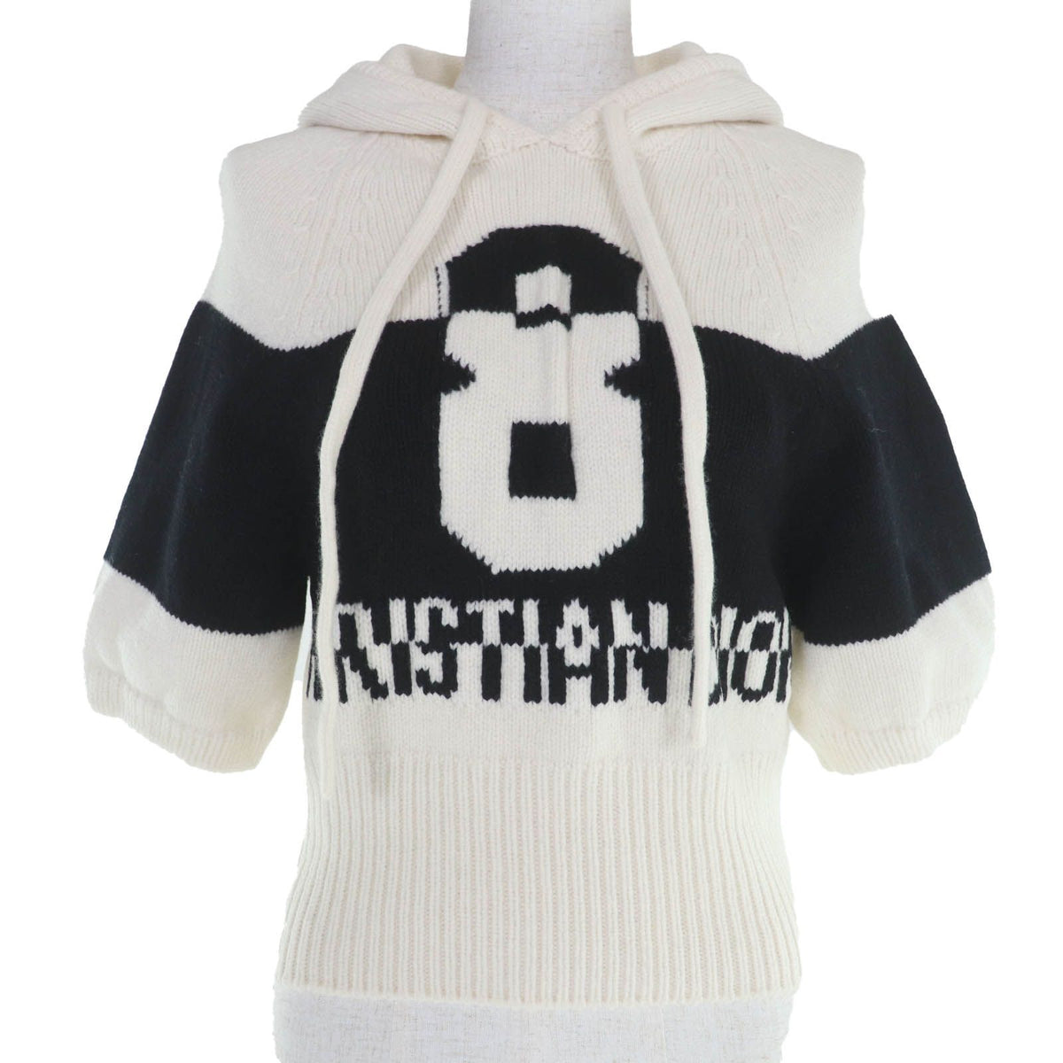 Dior Wool Cashmere Hooded Knit Hoodie Ivory 40